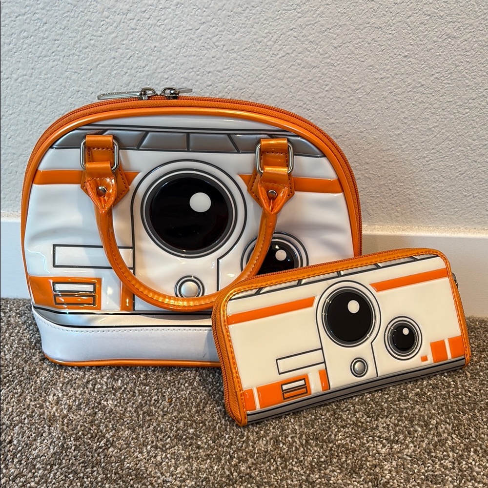 EUC RARE Loungefly Star Wars BB-8 Bowling bag and matching wallet 🤖 🧡